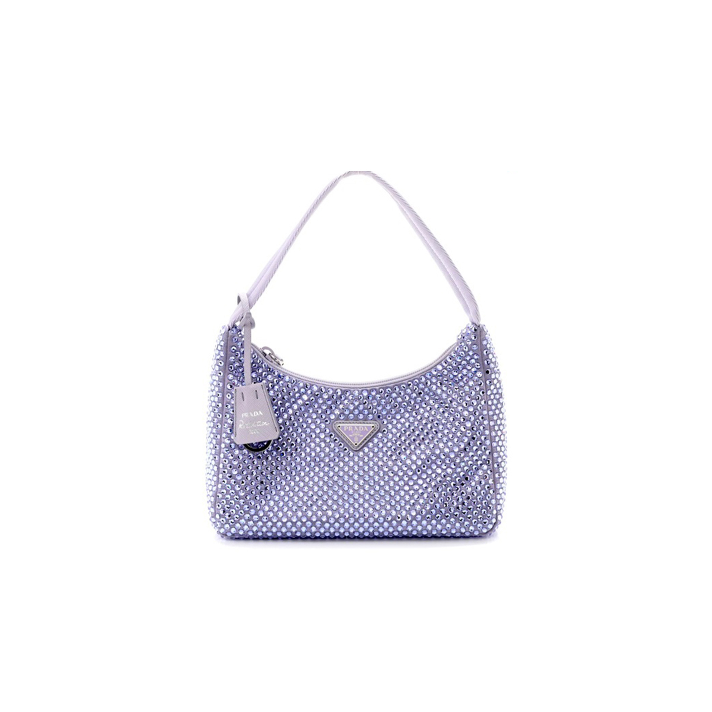 PRADA LAVENDER SATIN MINI BAG WITH CRYSTALS 1NE515 (22*17*6cm) 
